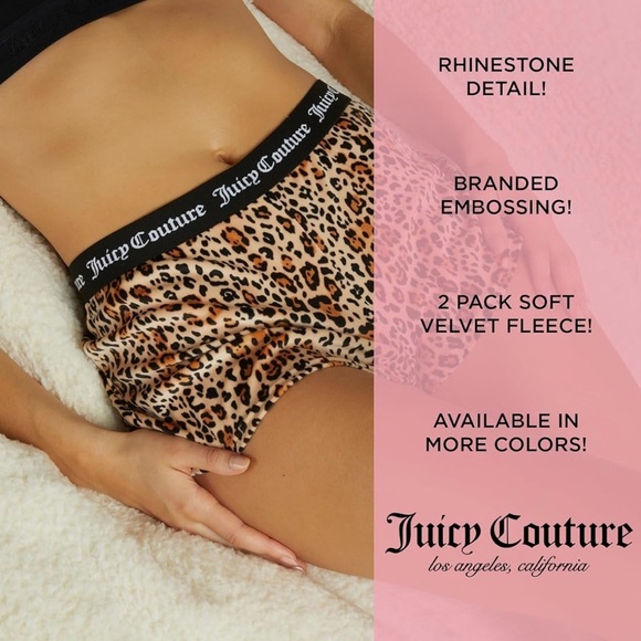 JUICY COUTURE 2 PACK VELVET FLEECE SLEEP & LOUNGE SHORTS - Picture 4 of 13